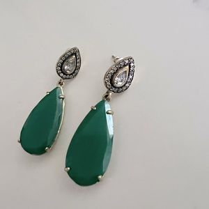 Formal Stella & Dot Earrings with green stones and gold casing